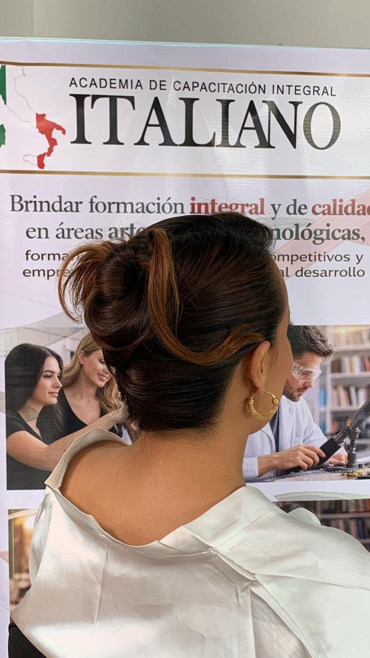 Recogido elegante – trabajo de estilismo Academia ITALIANO